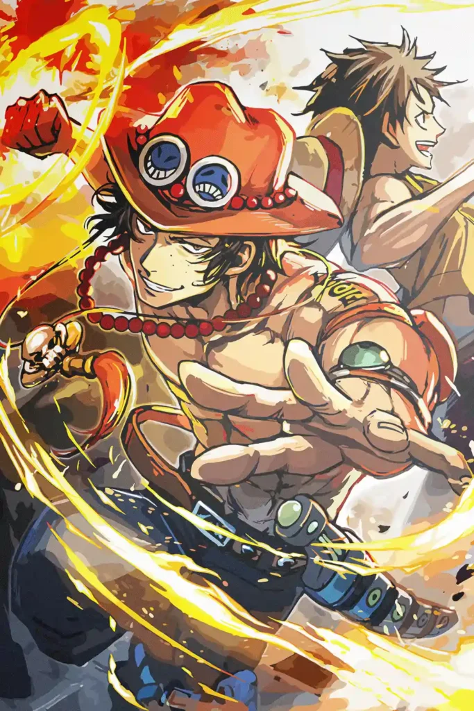 Ace and Luffy One Piece Original Image Deluxe Metal Print