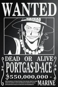Ace Wanted Poster One Piece Original Image Premium Aluminium Metal Wall Art