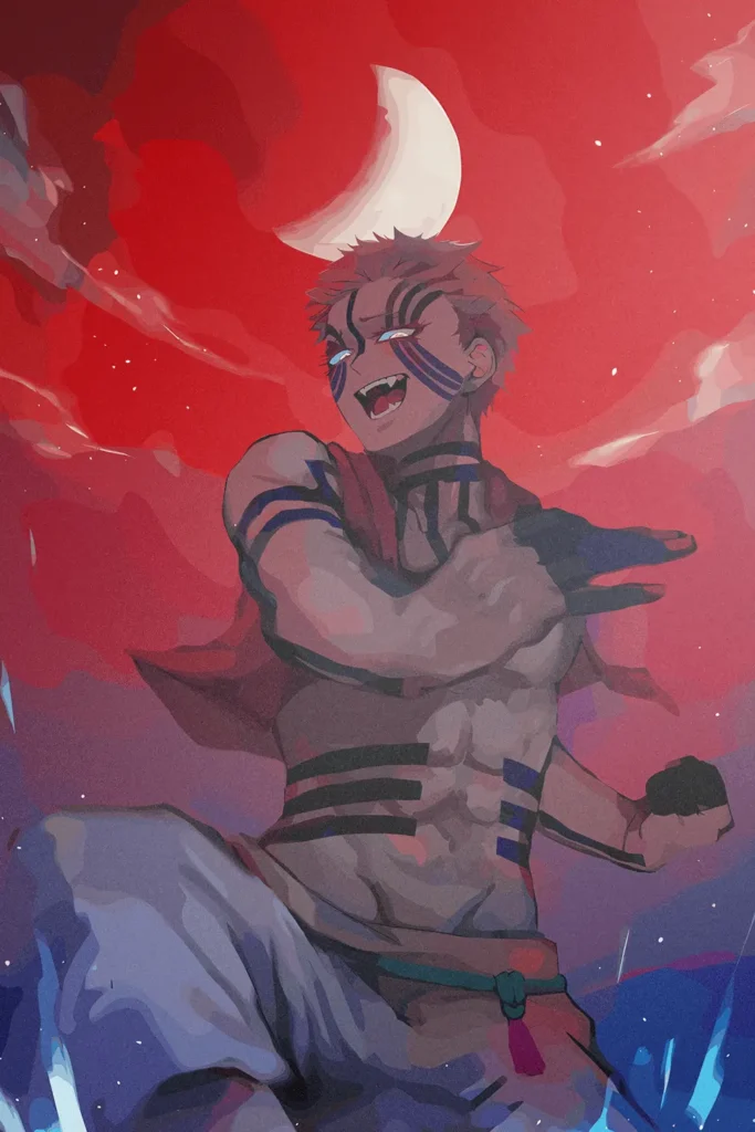 Akaza Demon Slayer Original Image High Quality Printed Metal Wall Art