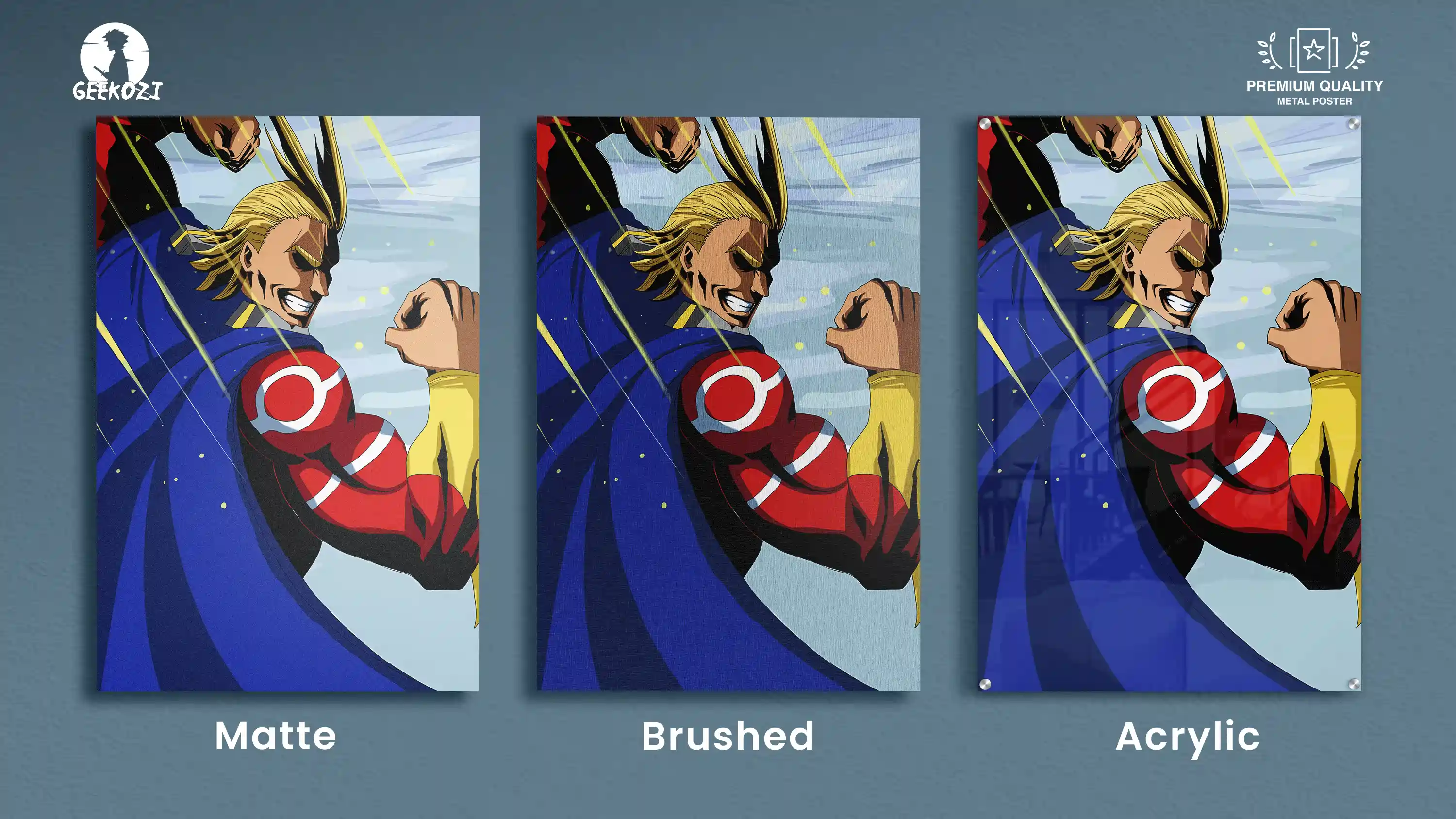 All Might My Hero Academia All Product Types Aluminium Metal Print