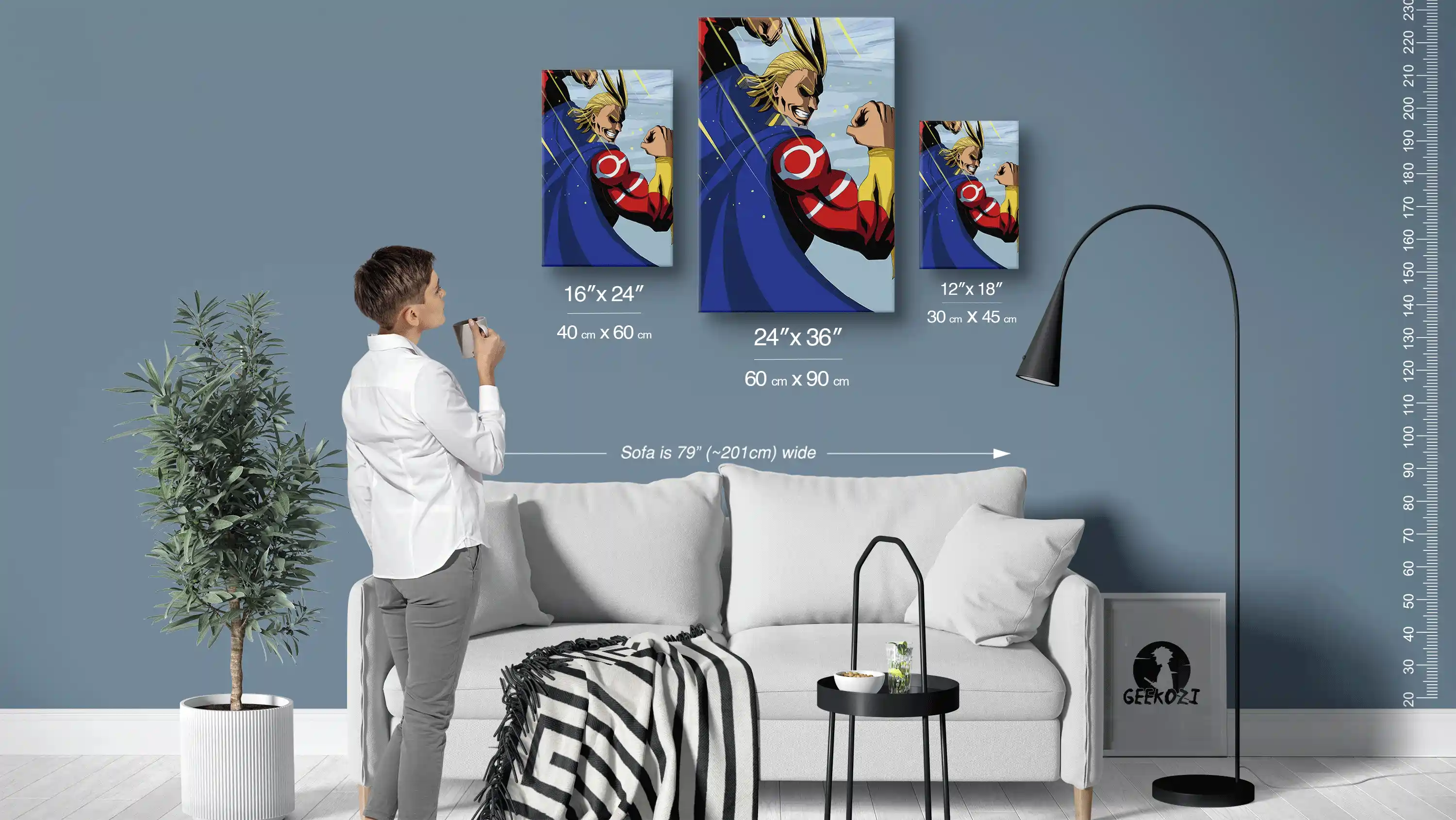 All Might My Hero Academia Size Guide Aluminium Metal Print