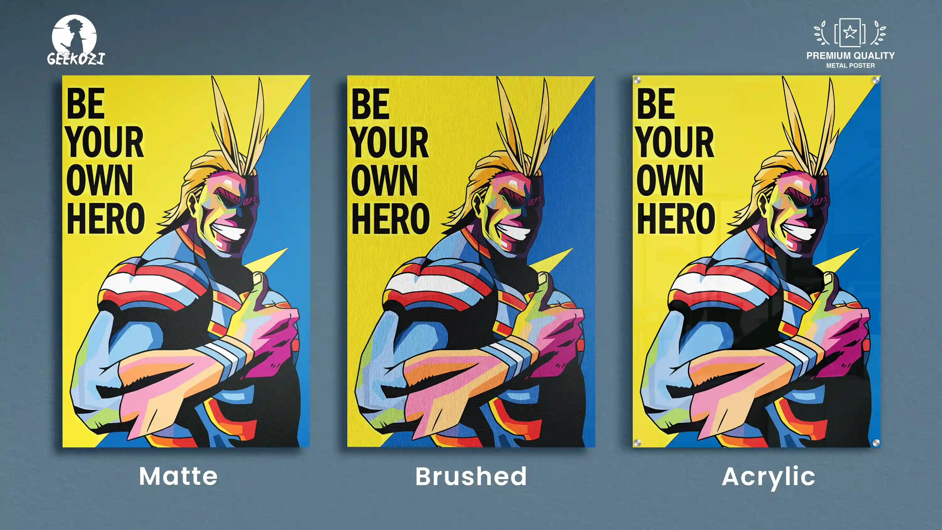 All Might My Hero Academia All Product Types Bespoke Metal Print Poster