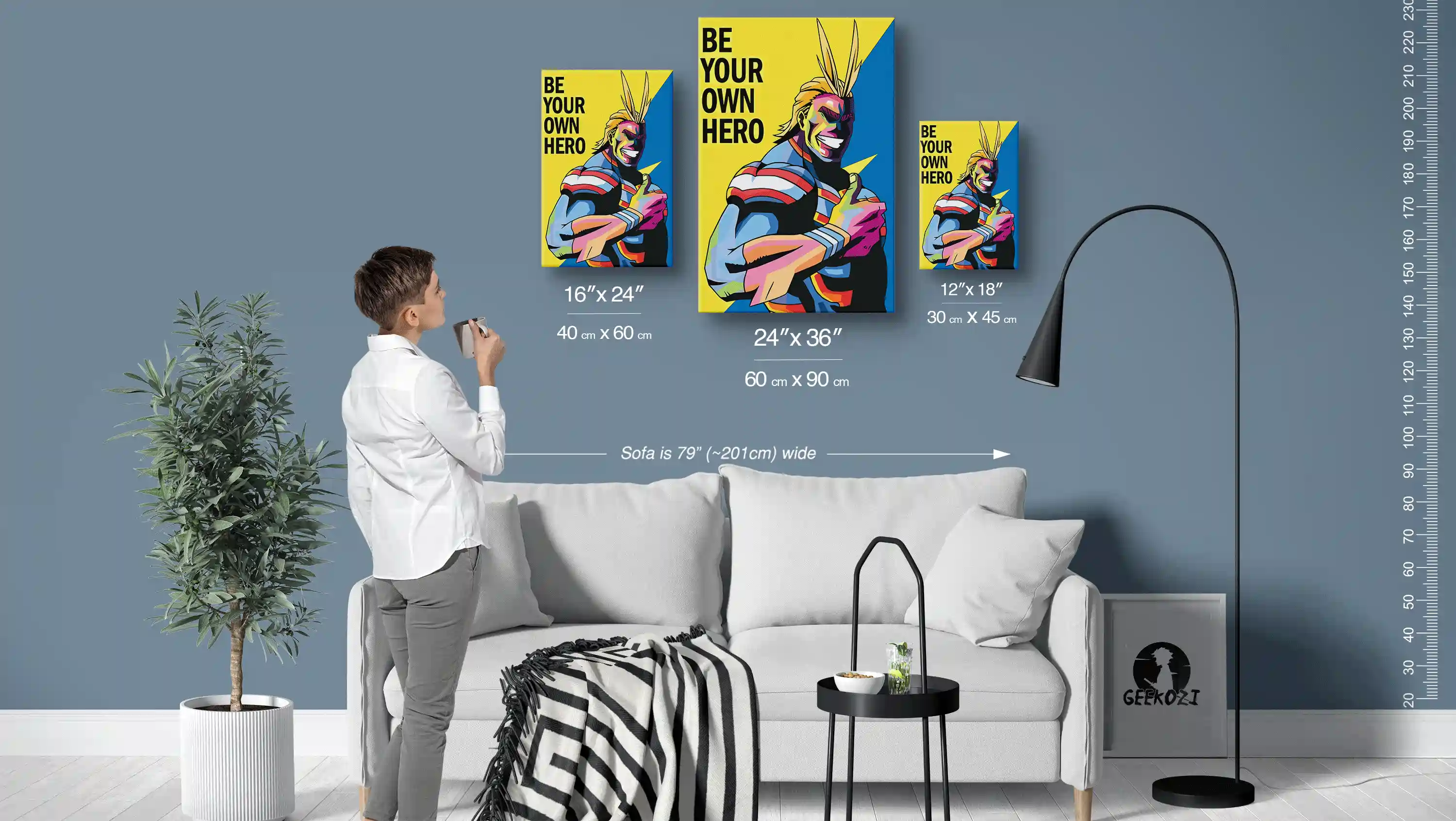 All Might My Hero Academia Size Guide Bespoke Metal Print Poster