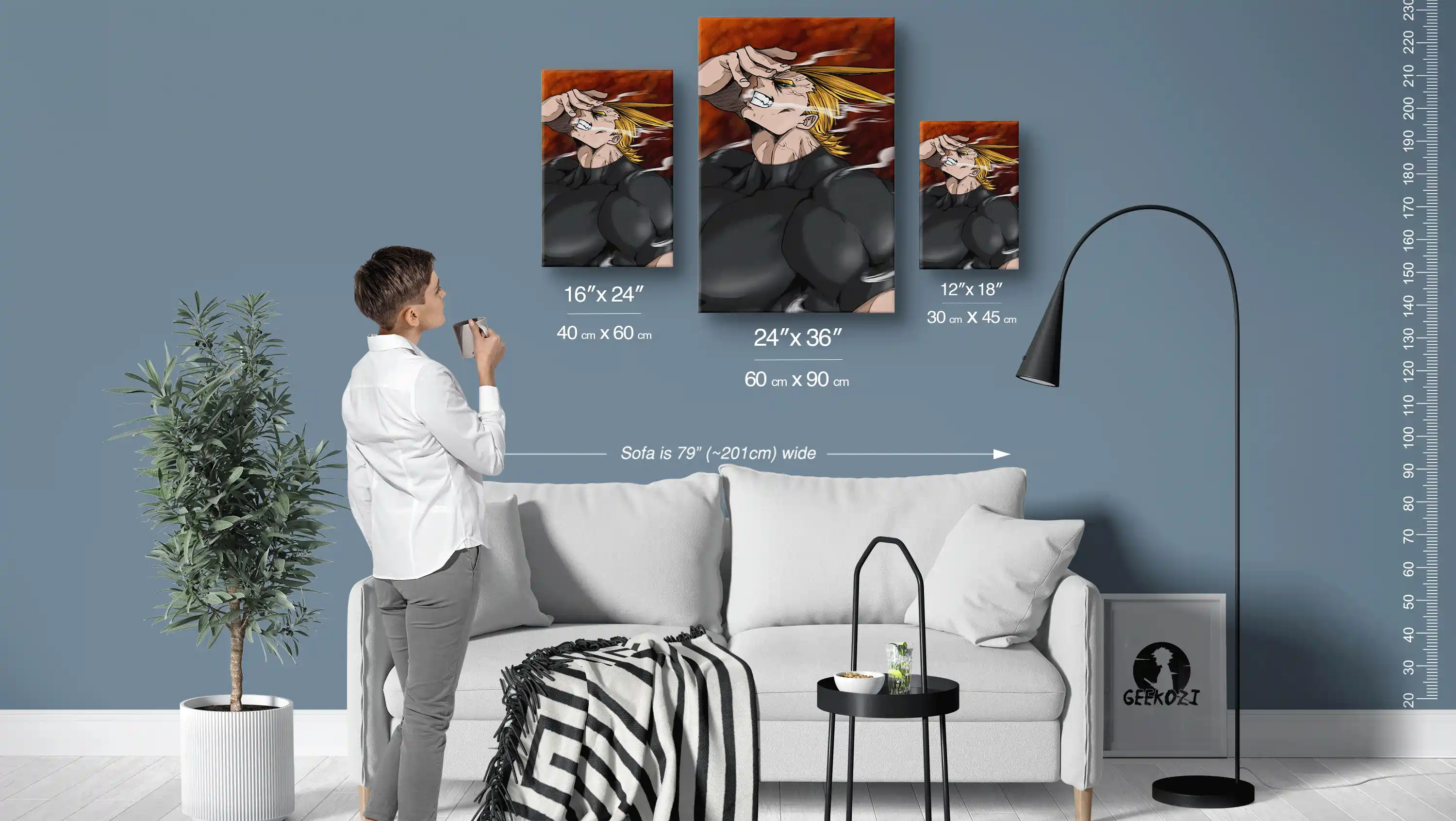 All Might My Hero Academia Size Guide Bespoke Metal Wall Poster