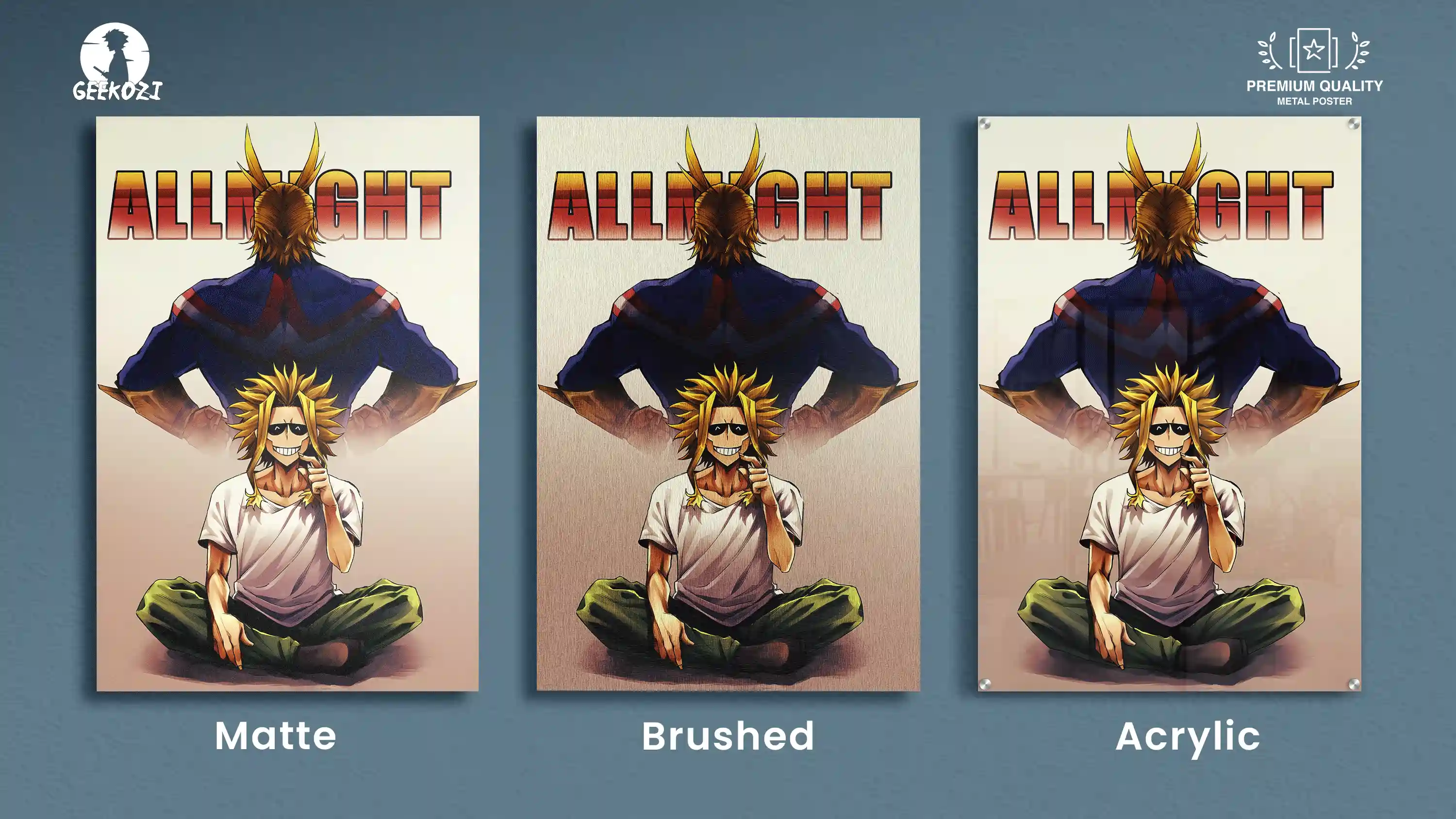 All Might My Hero Academia All Product Types Bespoke Printed Metal Poster