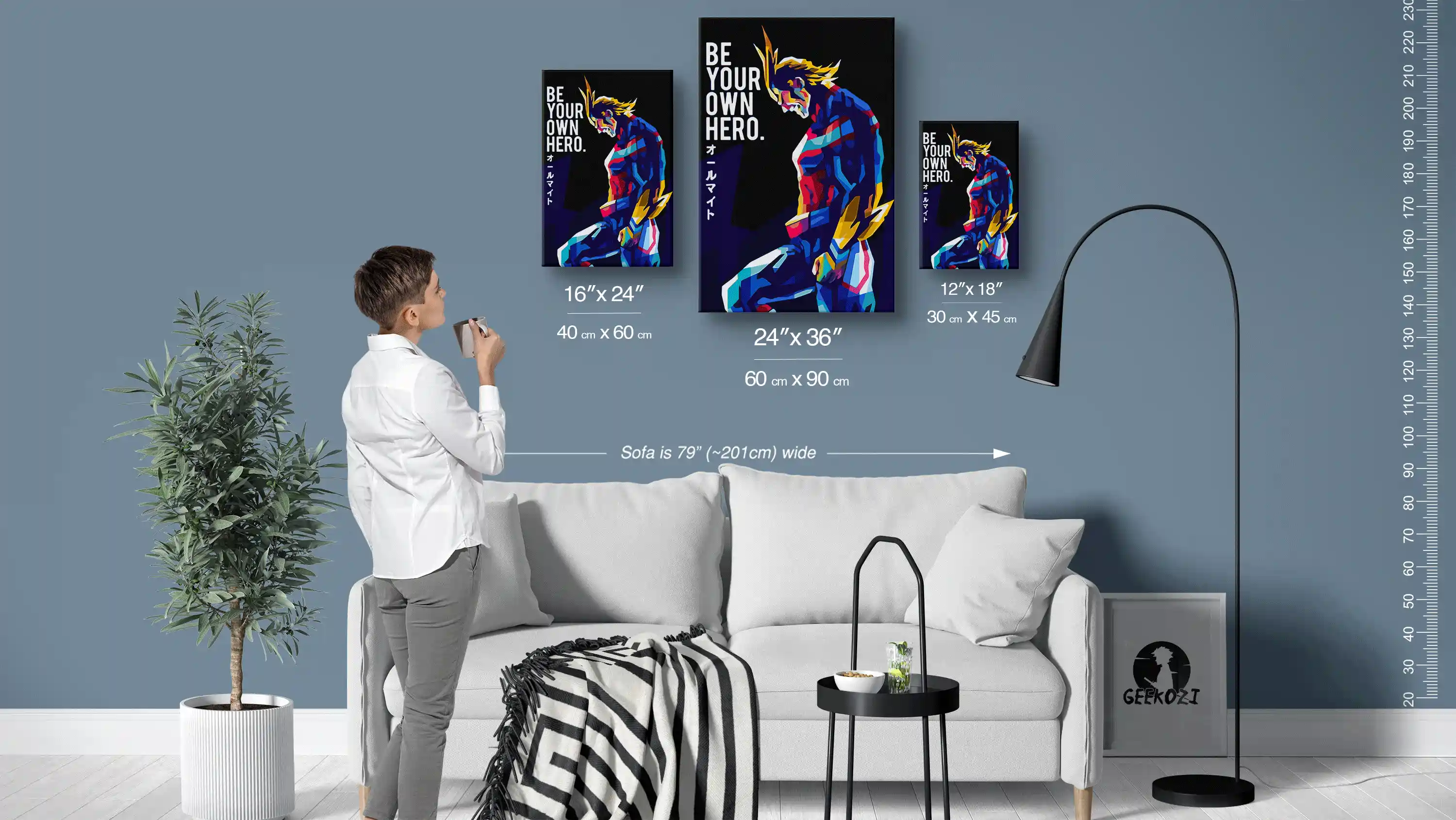 All Might My Hero Academia Size Guide Deluxe Printed Metal Wall Art