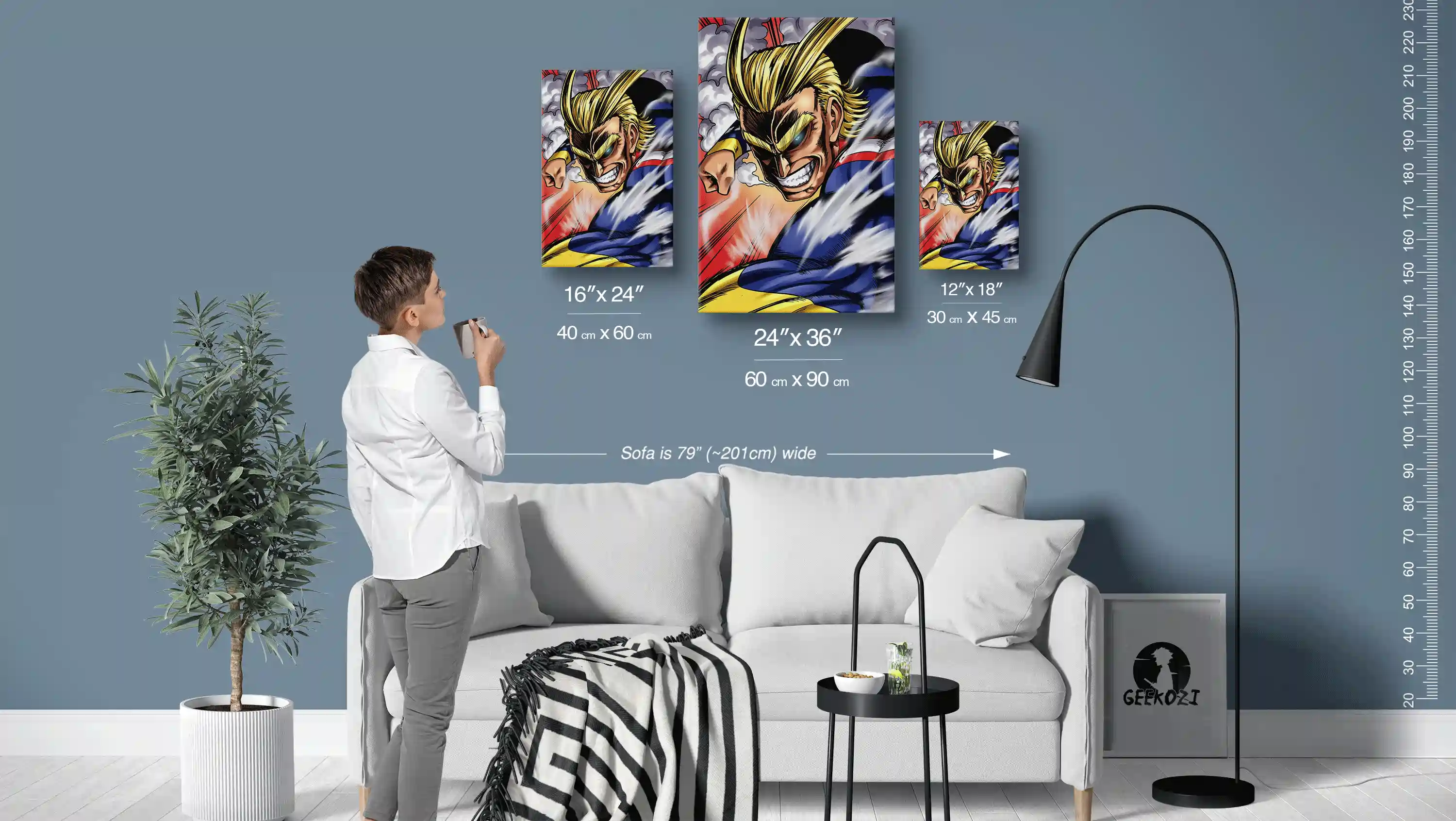All Might My Hero Academia Size Guide Exquisite Printed Metal Wall Art