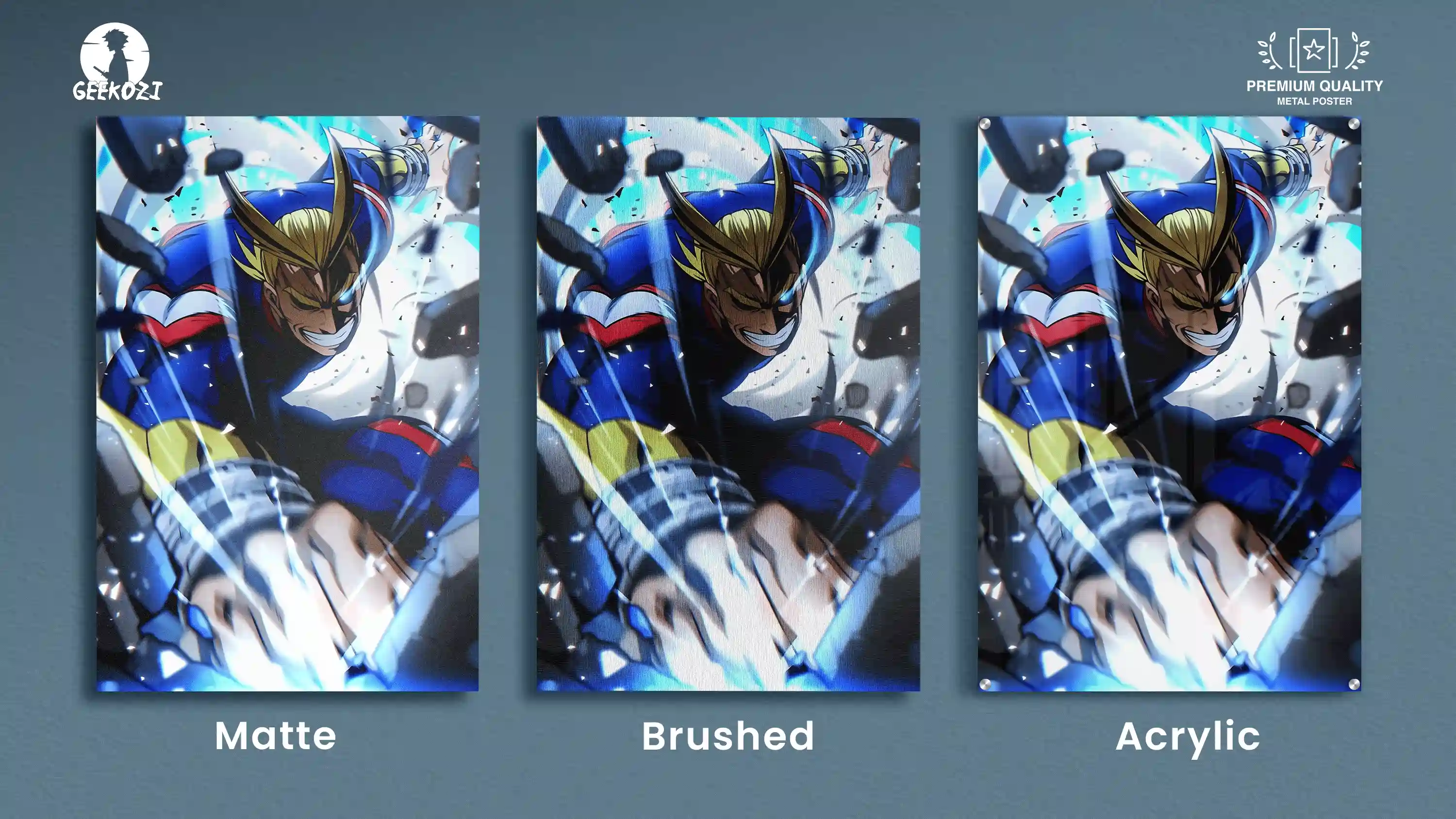 All Might My Hero Academia All Product Types High Quality Aluminium Printed Metal Poster