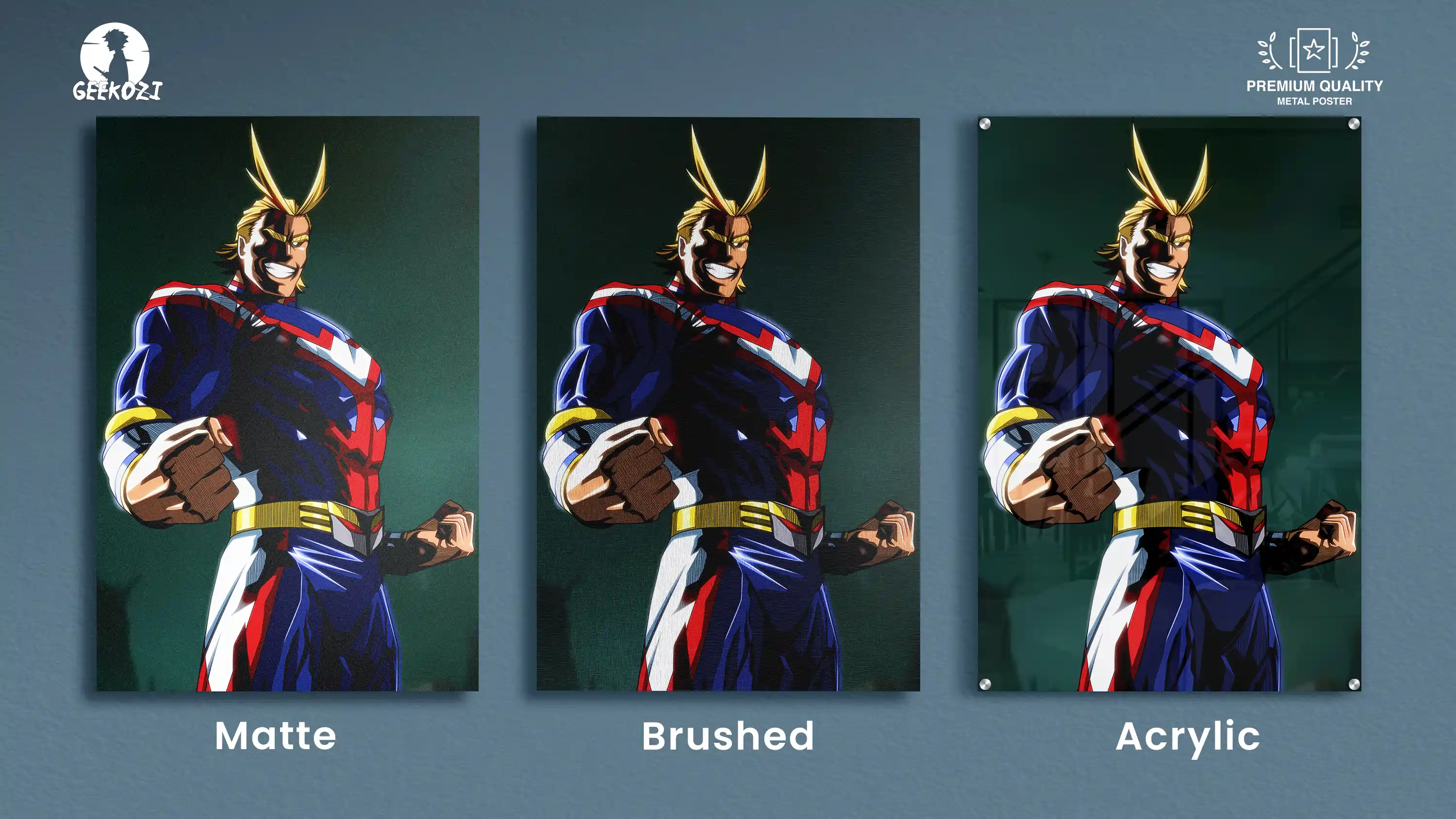 All Might My Hero Academia All Product Types High Quality Printed Metal Wall Art