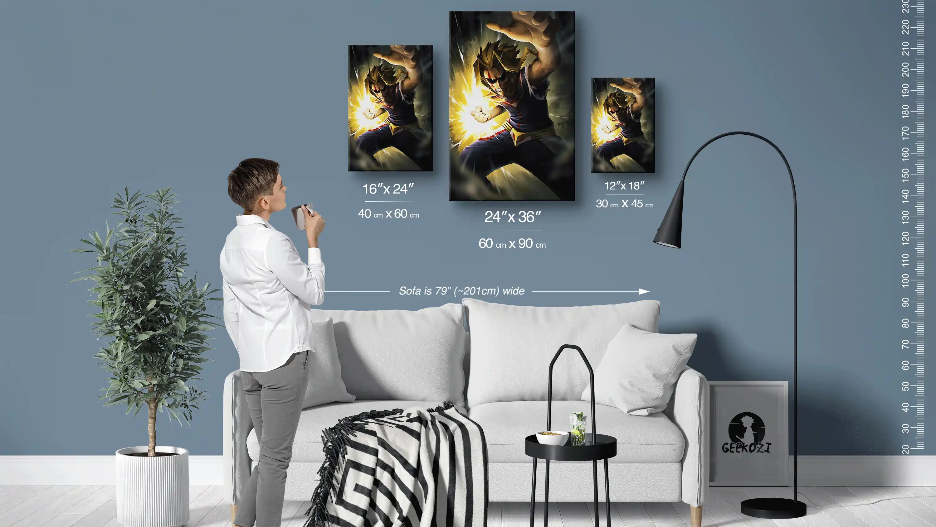 All Might My Hero Academia Size Guide Metal Print Wall Art