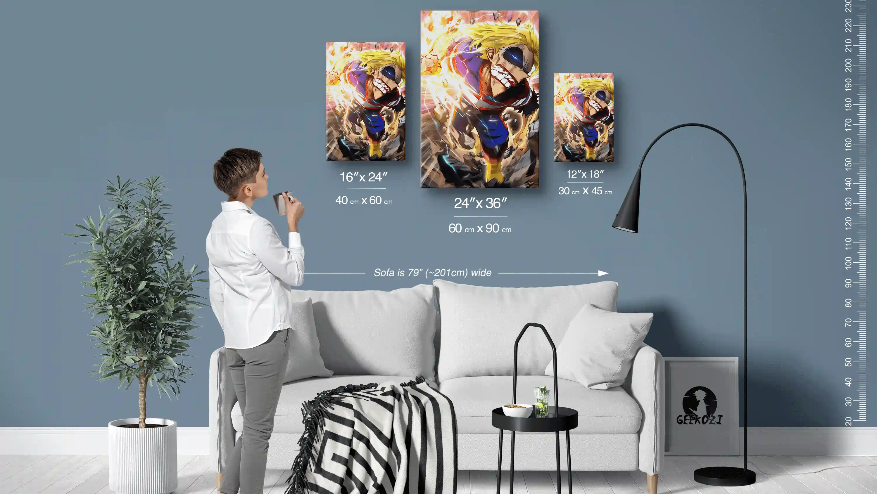 All Might My Hero Academia Size Guide Metal Wall Art Poster