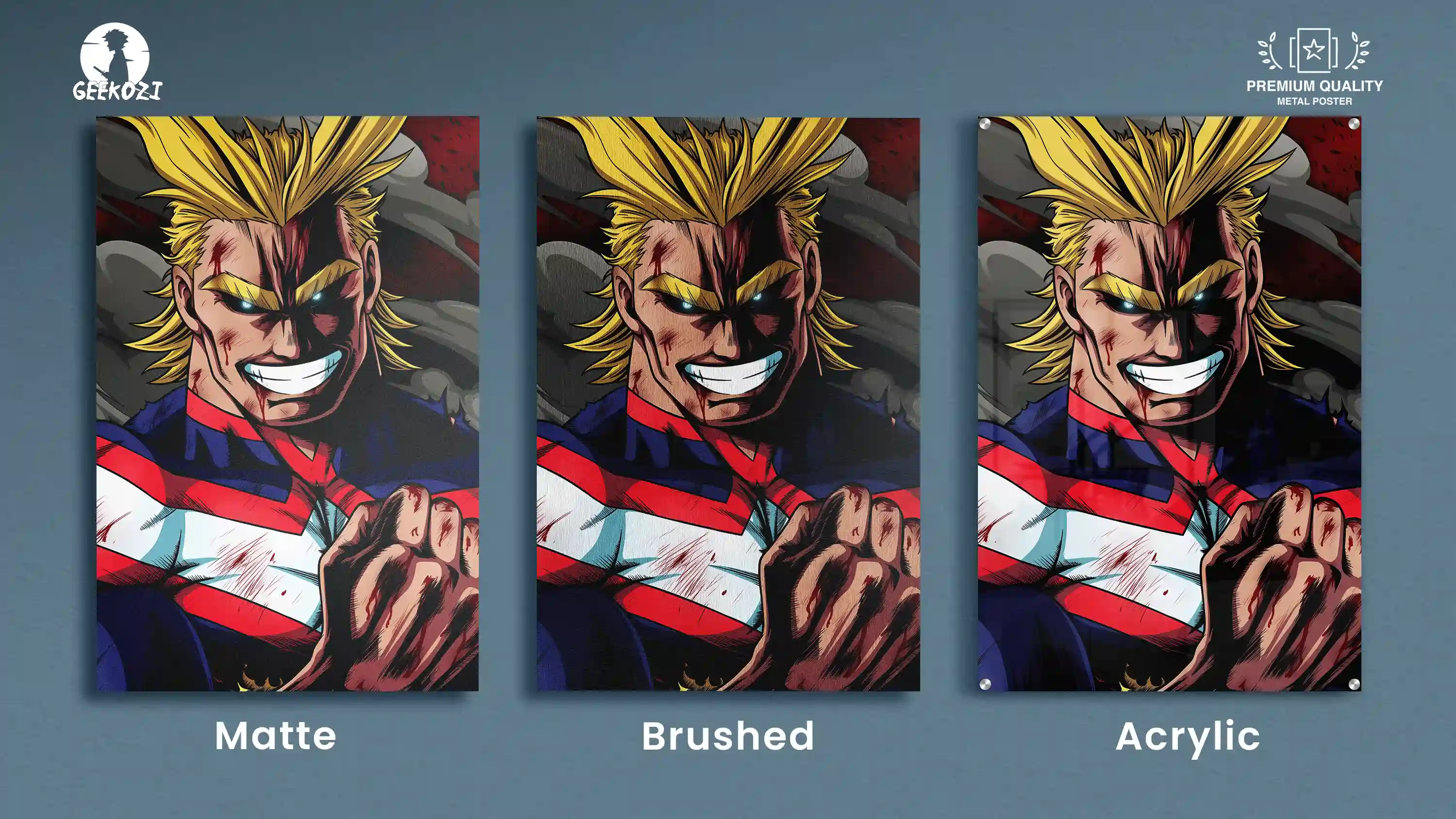 All Might My Hero Academia All Product Types Premium Aluminium Metal Wall Art