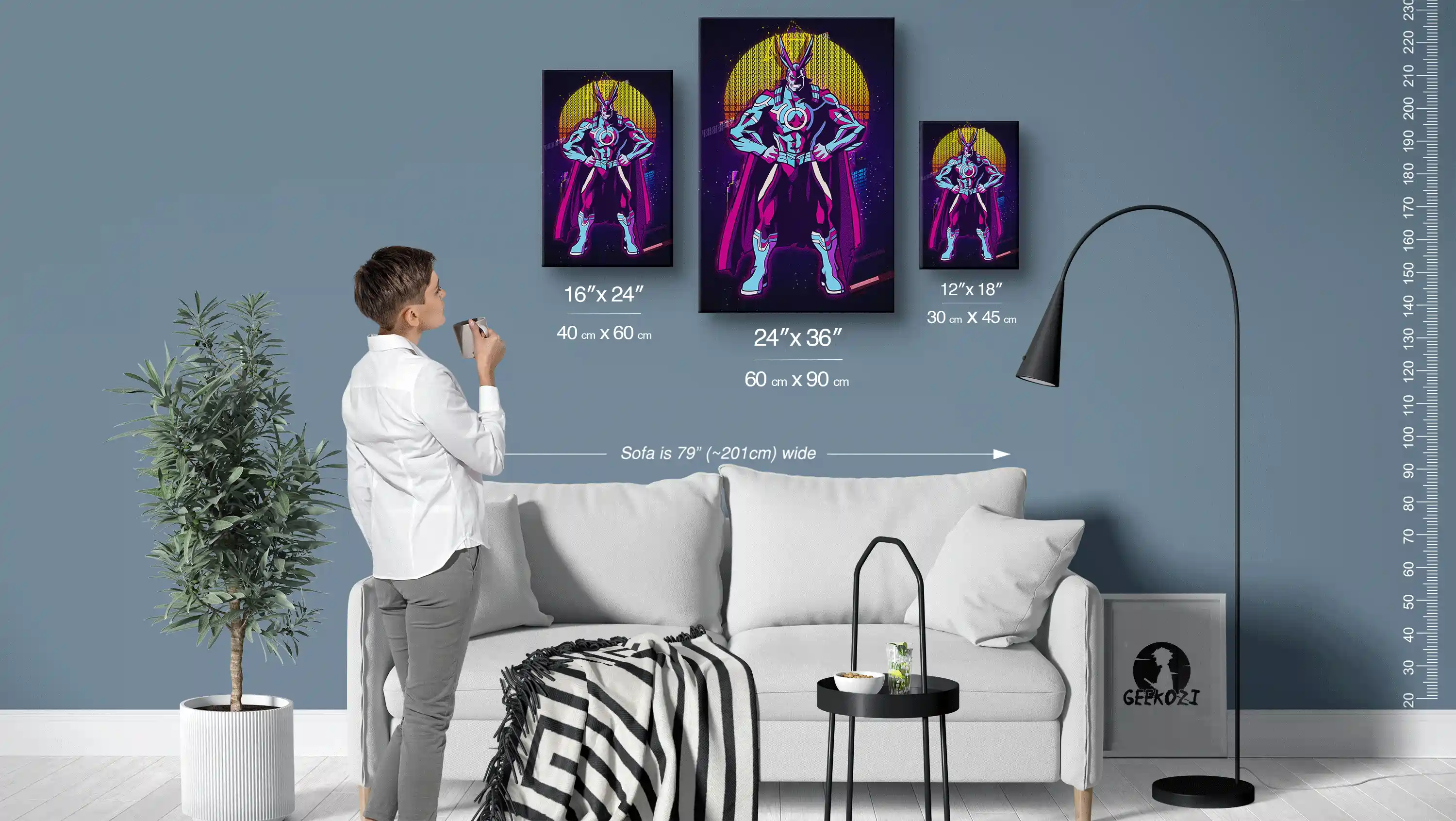 All Might My Hero Academia Size Guide Premium Metal Poster