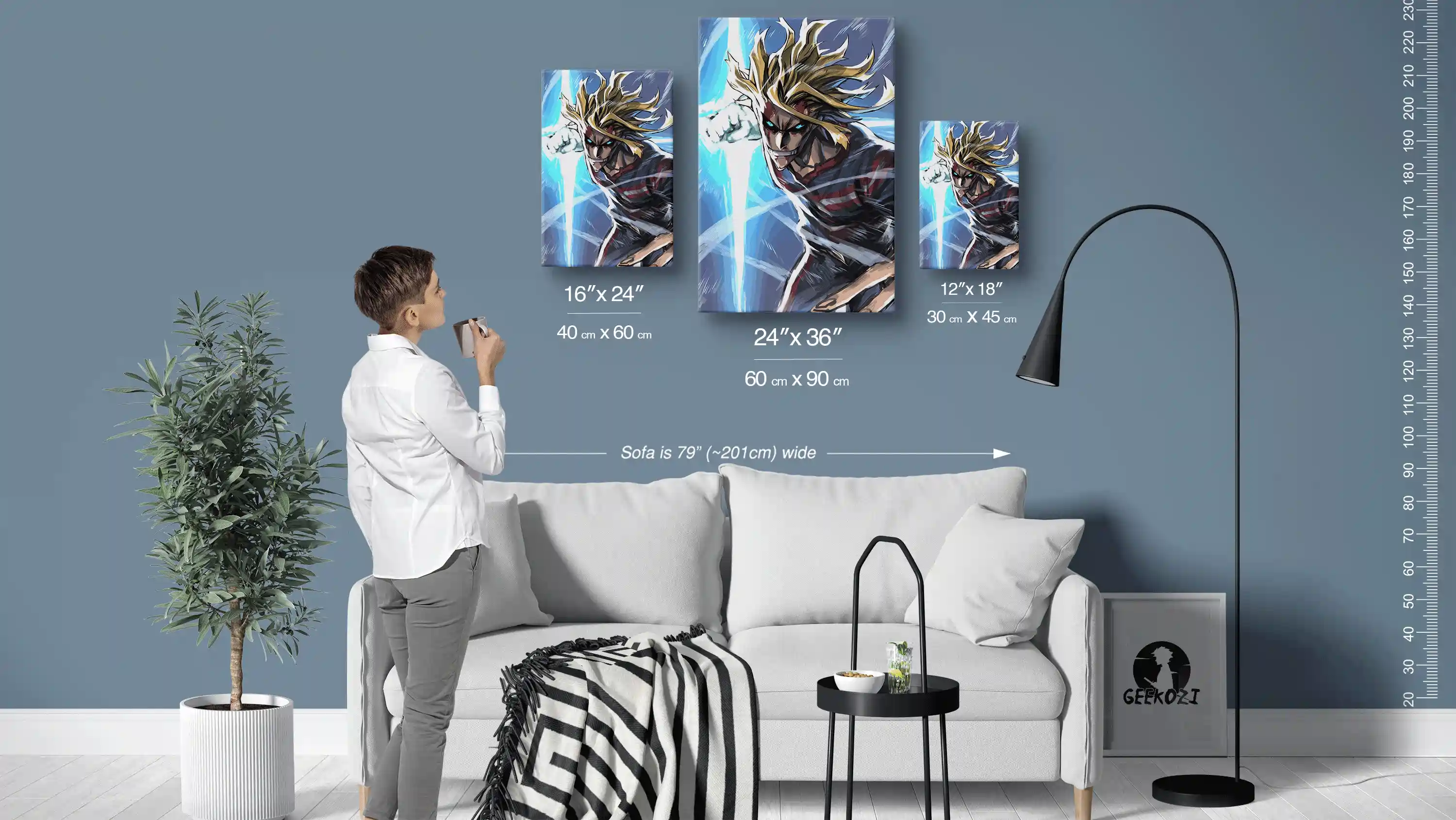 All Might My Hero Academia Size Guide Premium Metal Print