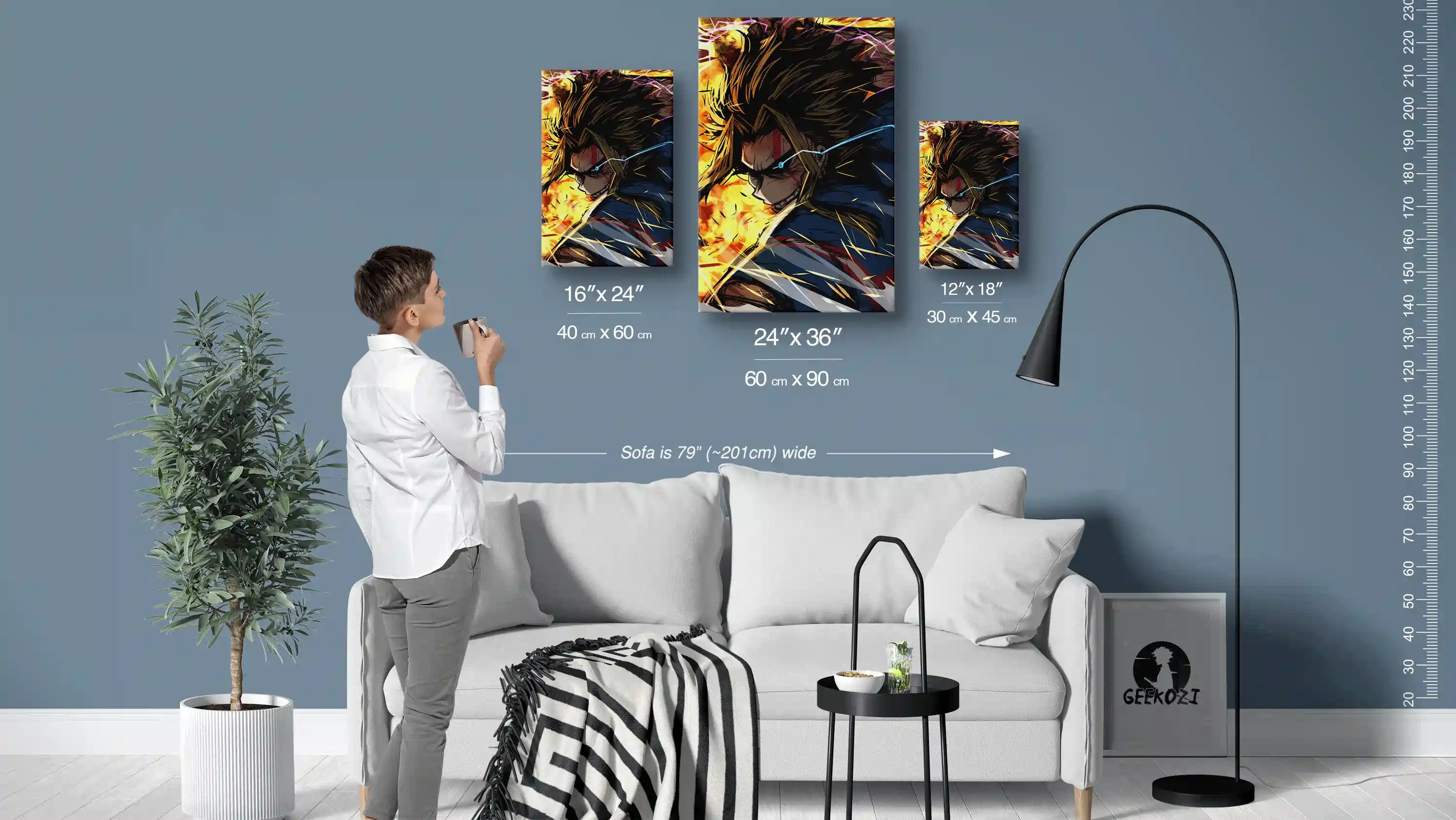 All Might My Hero Academia Size Guide Premium Printed Metal Poster