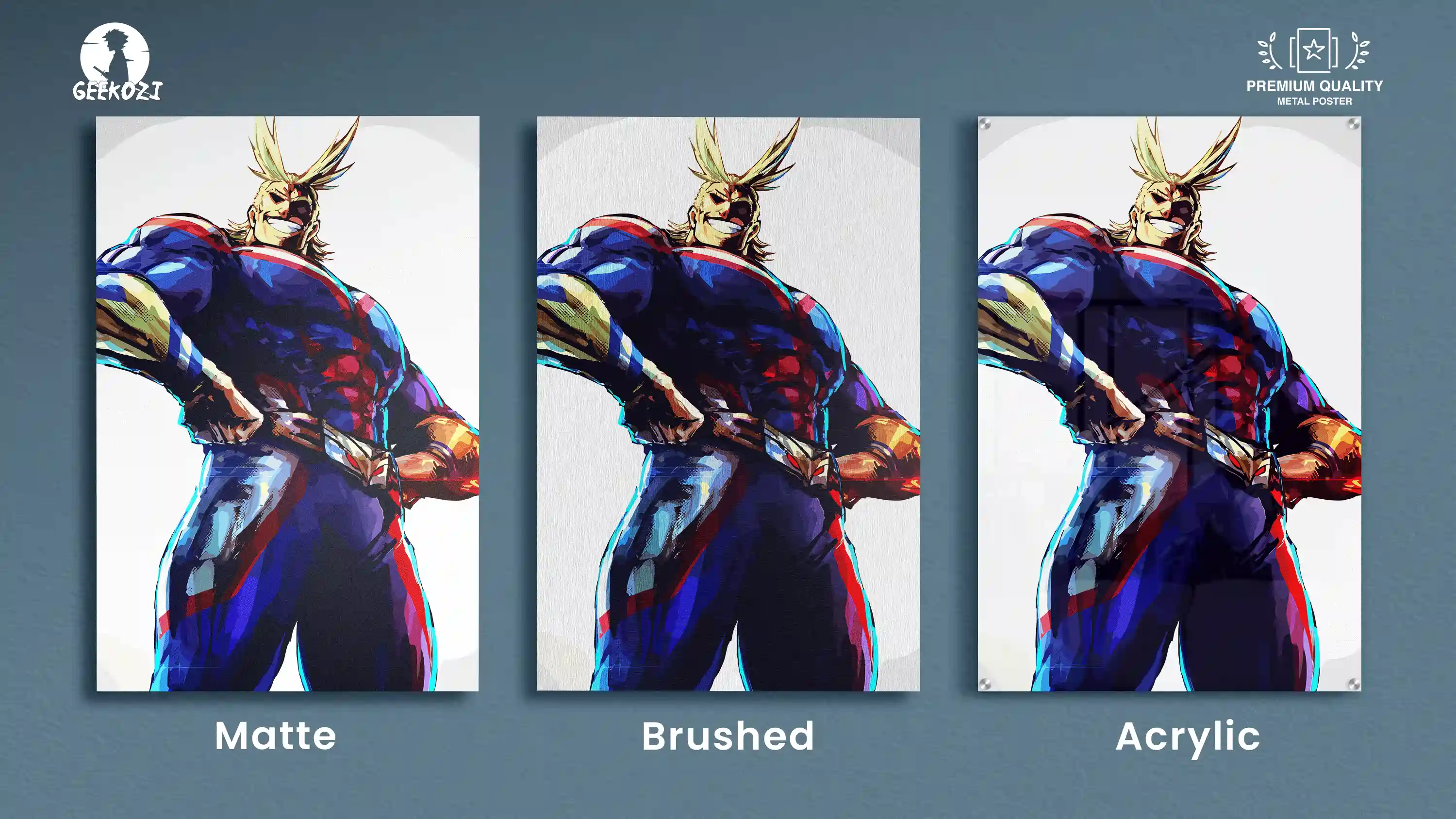 All Might My Hero Academia All Product Types Printed Metal Poster