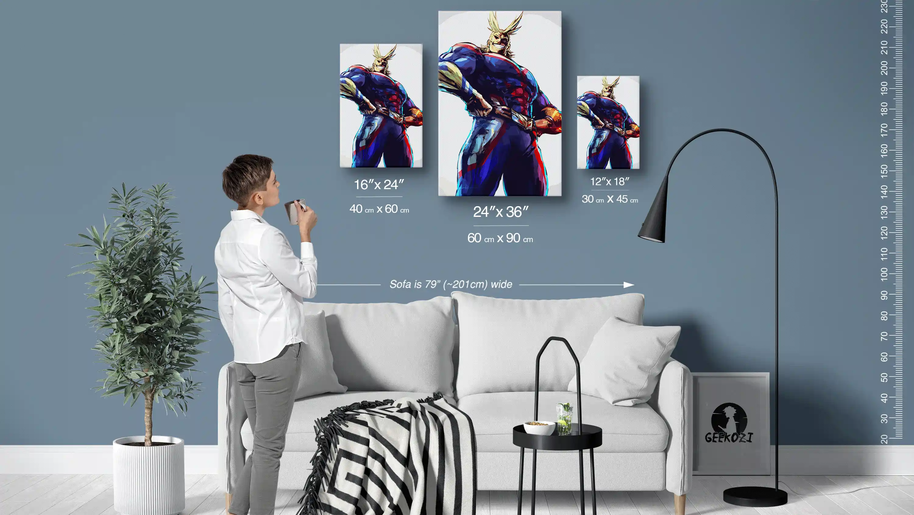 All Might My Hero Academia Size Guide Printed Metal Poster