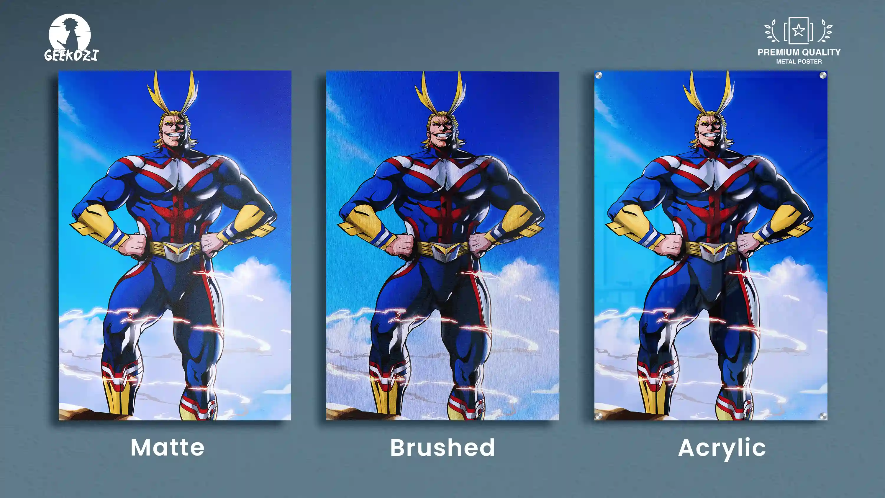 All Might My Hero Academia All Product Types Printed Metal Wall Art