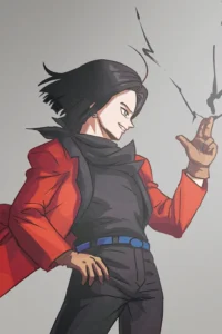 Art print featuring a confident male character in red jacket and black attire.