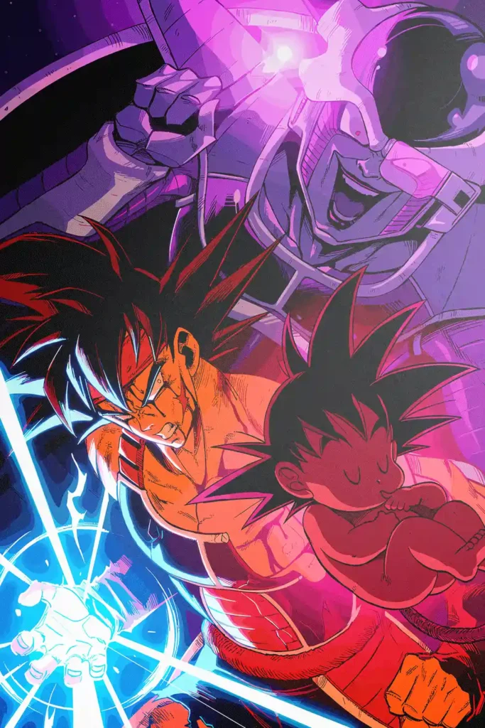 Bardock vs Frieza Dragon Ball Original Image Outstanding Metal Wall Art Poster