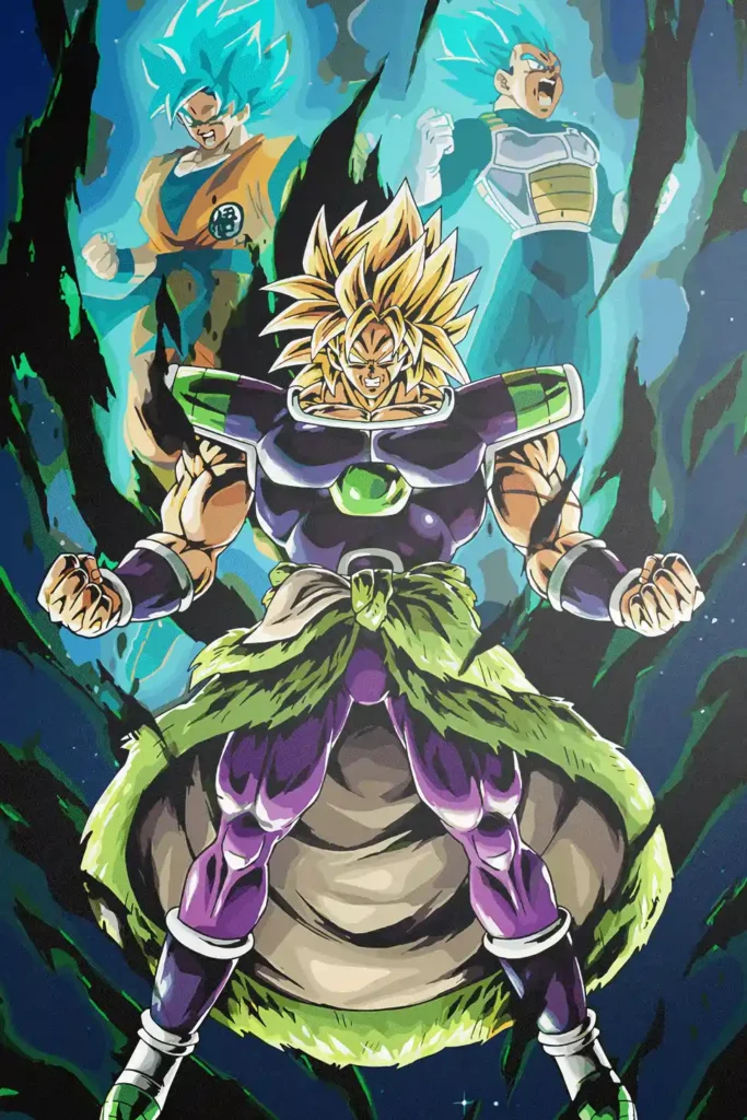Broly Goku and Vegeta Dragon Ball Original Image Refined Metal Print Wall Art