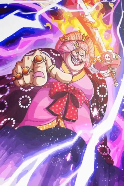 Big Mom One Piece Chaotic Flaming Sword Charge Exclusive Metal Wall Art