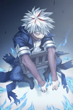 Dabi My Hero Academia Chilling Blue Flames Chair Deluxe Metal Poster