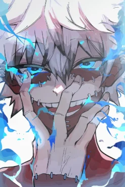 Dabi My Hero Academia Menacing Blue Flames Close-Up Premium Metal Poster