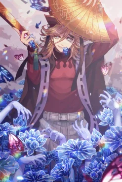 Doma Demon Slayer Enchanted Lotus Garden Metal Wall Poster