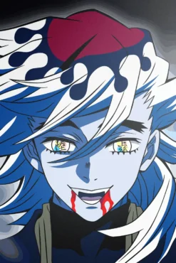 Doma Demon Slayer Chilling Gaze Amid Azure Hair Stellar Printed Metal Wall Art