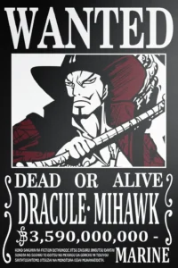 Dracule Mihawk Wanted Poster One Piece Original Image High Quality Metal Print