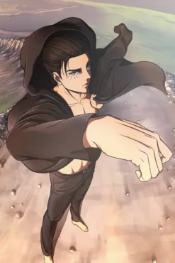 Eren Yeager Attack on Titan Ominous Skyward Ascent Stellar Printed Metal Wall Art