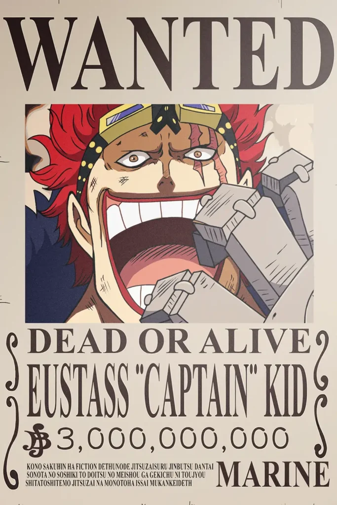 Eustass Kid Wanted Poster One Piece Original Image Printed Metal Wall Art