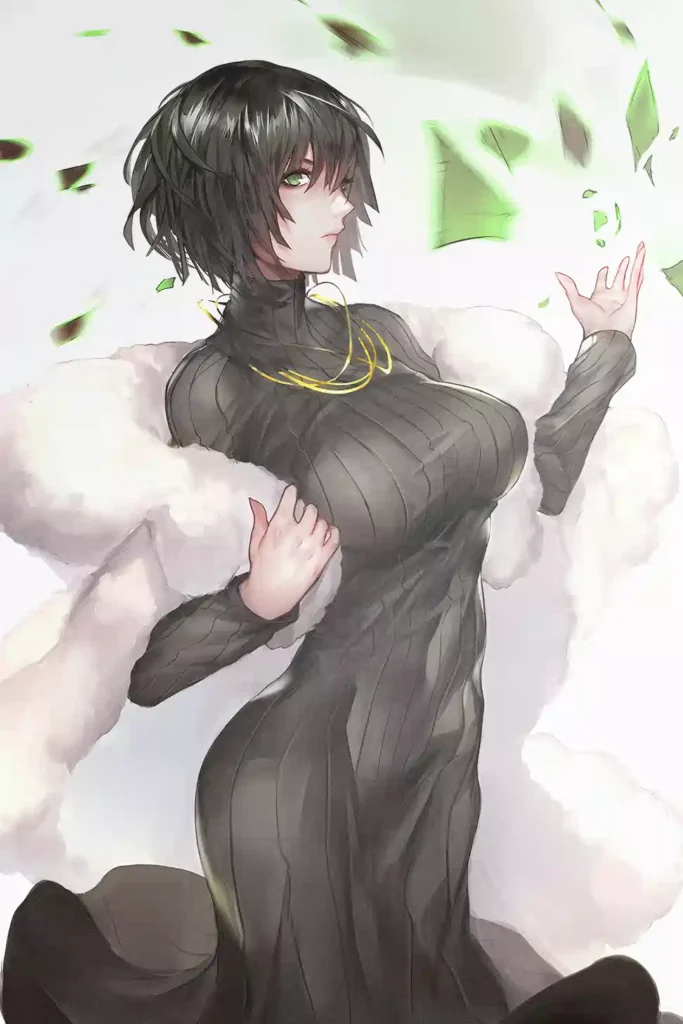 Fubuki anime metal poster artistic detail and visual story from One Punch Man