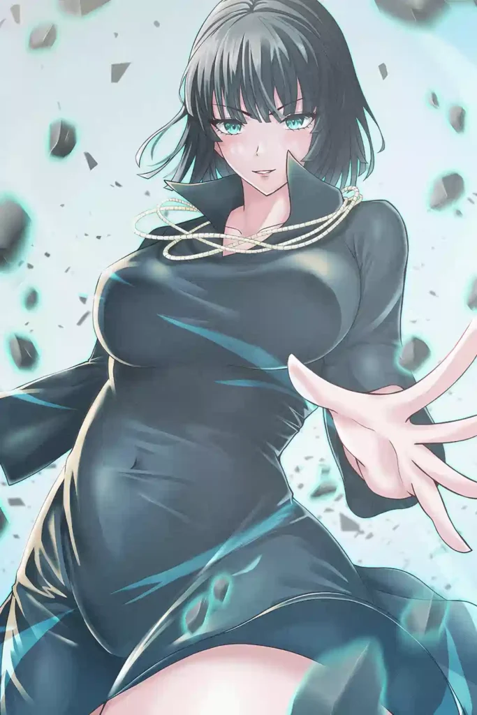 Fubuki One Punch Man anime metal poster artistic showcase image highlighting the design narrative