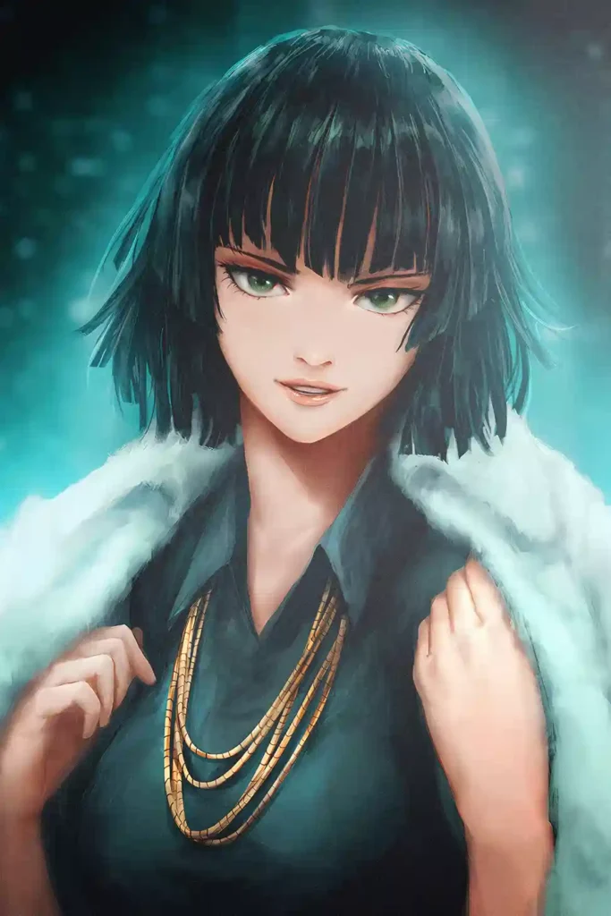 Fubuki anime metal poster artistic detail and visual story from One Punch Man