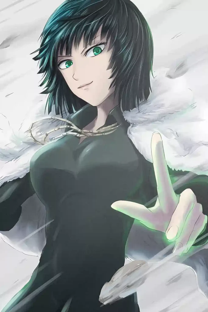 Fubuki One Punch Man anime metal poster artistic showcase image highlighting the design narrative