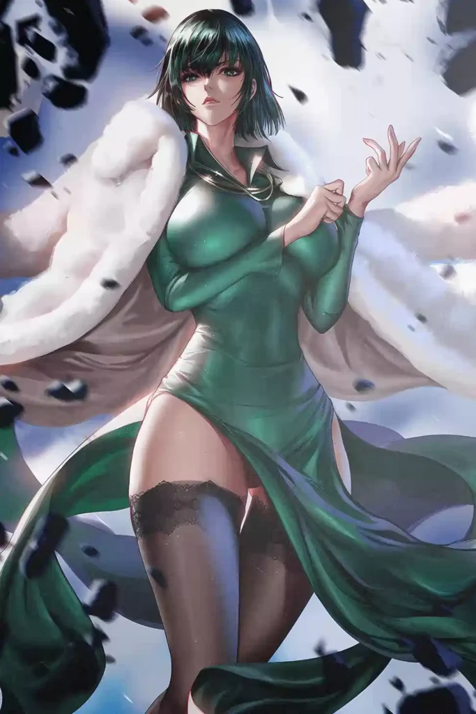 Fubuki anime metal poster artistic detail and visual story from One Punch Man