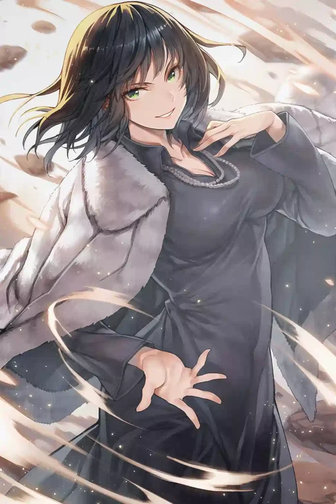 Fubuki One Punch Man anime metal poster artistic showcase image highlighting the design narrative