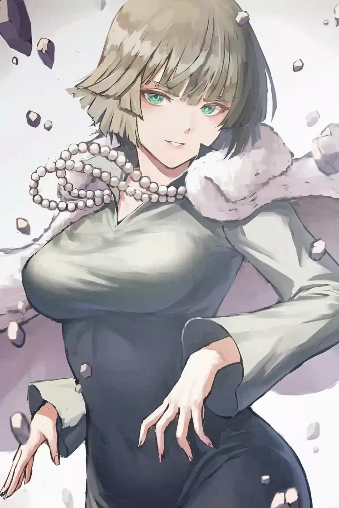 Fubuki anime metal poster artistic detail and visual story from One Punch Man