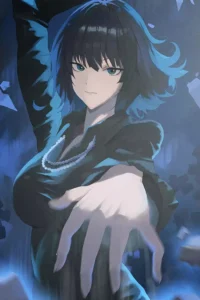 Fubuki anime metal poster artistic detail and visual story from One Punch Man