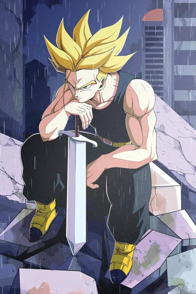 Future Trunks Dragon Ball Original Image Exclusive Metal Print