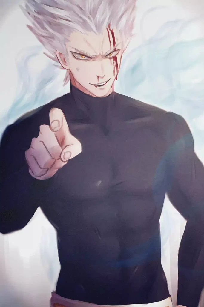 Showcase view of the Garou Aluminium Metal Print from One Punch Man