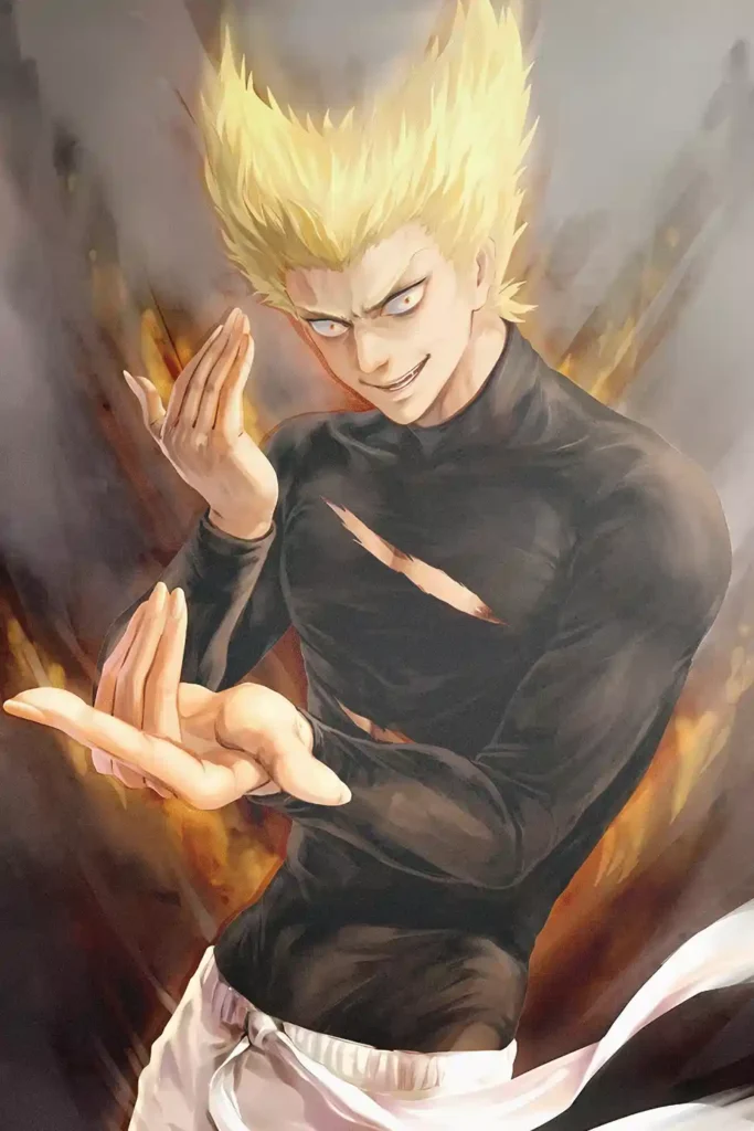 Garou anime metal poster artistic detail and visual story from One Punch Man