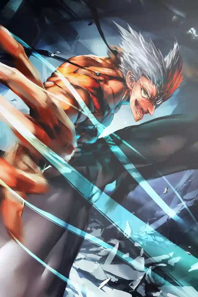 Garou One Punch Man metal wall art showcase shot from the Geekozi collection