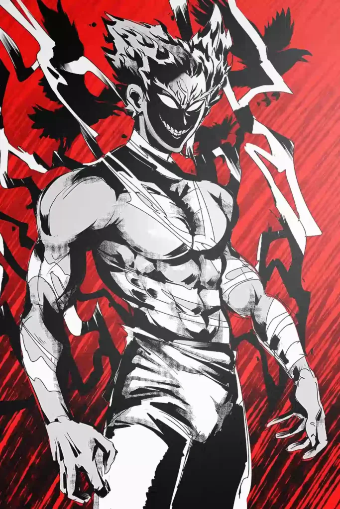Garou anime metal poster artistic detail and visual story from One Punch Man