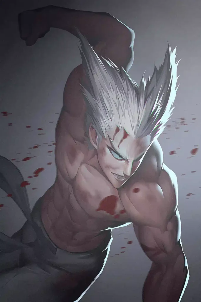 Garou anime metal poster artistic detail and visual story from One Punch Man