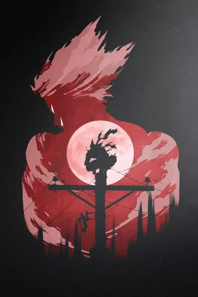 Garou One Punch Man anime metal poster artistic showcase image highlighting the design narrative
