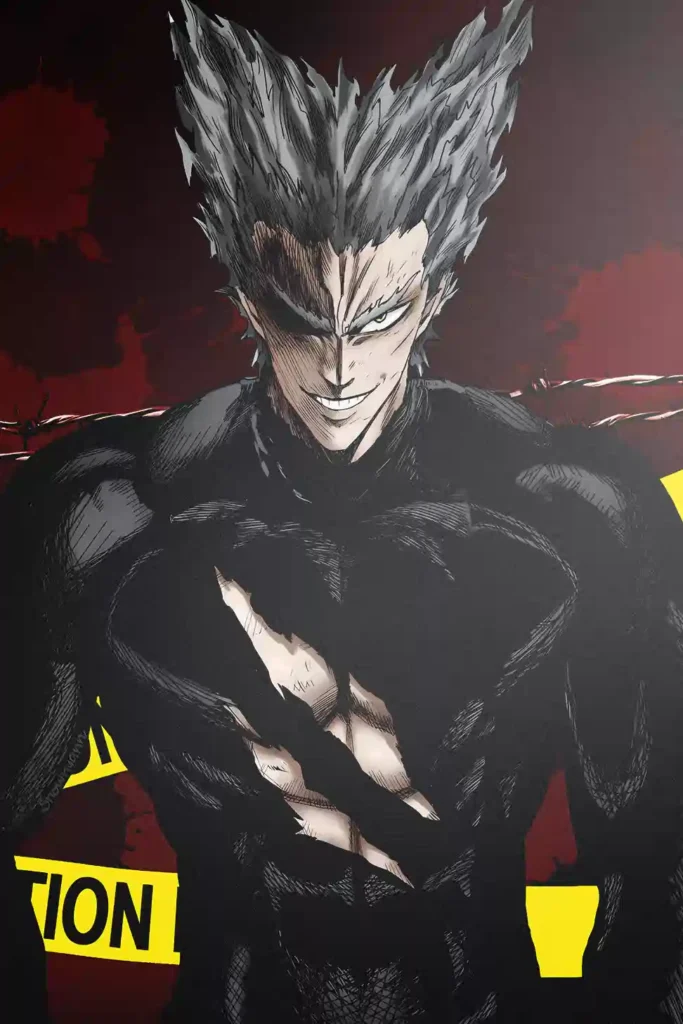 Garou anime metal poster artistic detail and visual story from One Punch Man