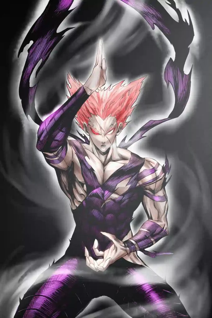 Garou One Punch Man anime metal poster artistic showcase image highlighting the design narrative